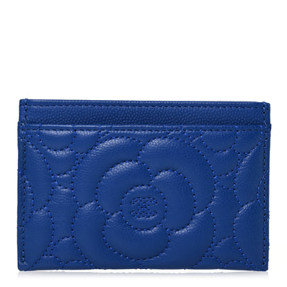 Chanel Caviar Camellia Quilted Card Holder Blue 1 of 12