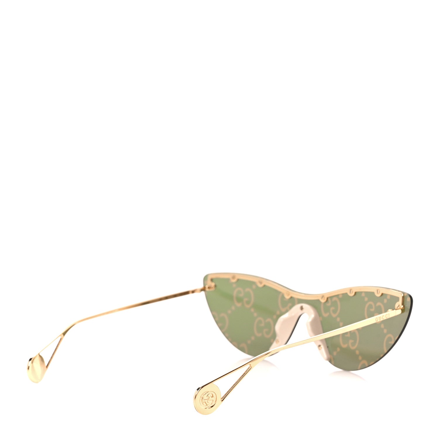 Gucci Metal Rimless Star Studded Monogram 90mm Cat Eye GG0666S Sunglasses Mirror Purple 4 of 8