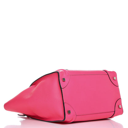 Celine Drummed Calfskin Mini Luggage Fluo Pink 4 of 26