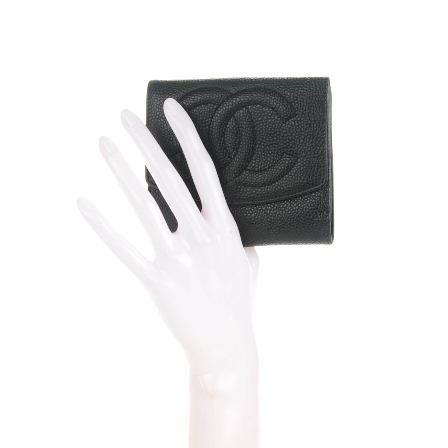 Chanel Caviar Timeless CC Compact French Wallet Black 3 of 9