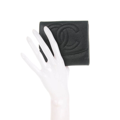 Chanel Caviar Timeless CC Compact French Wallet Black 3 of 9