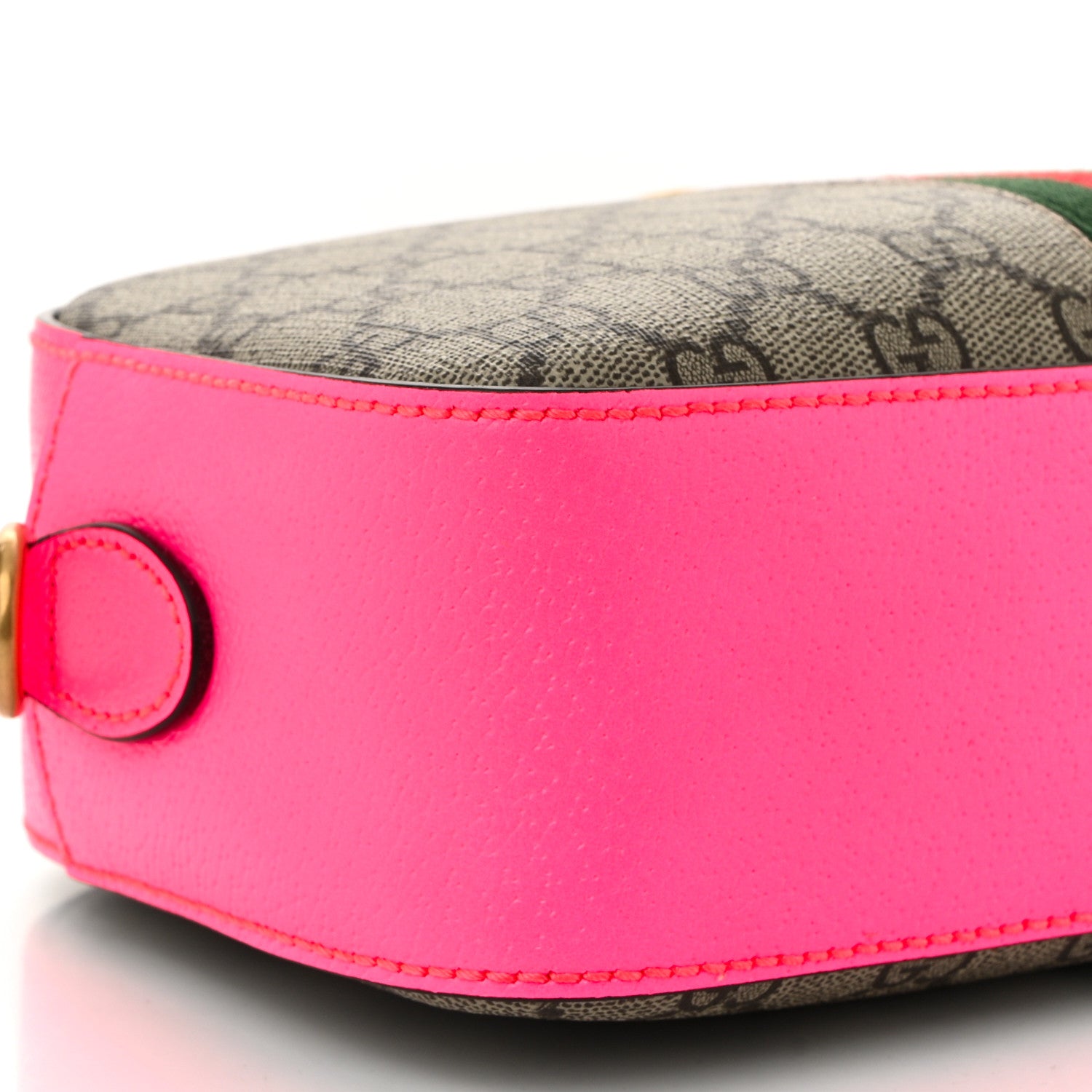 Gucci GG Supreme Monogram Textured Dollar Calfskin Web Ophidia Small Crossbody Bag Beige Ebony Fuchsia 9 of 10
