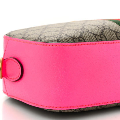 Gucci GG Supreme Monogram Textured Dollar Calfskin Web Ophidia Small Crossbody Bag Beige Ebony Fuchsia 9 of 10