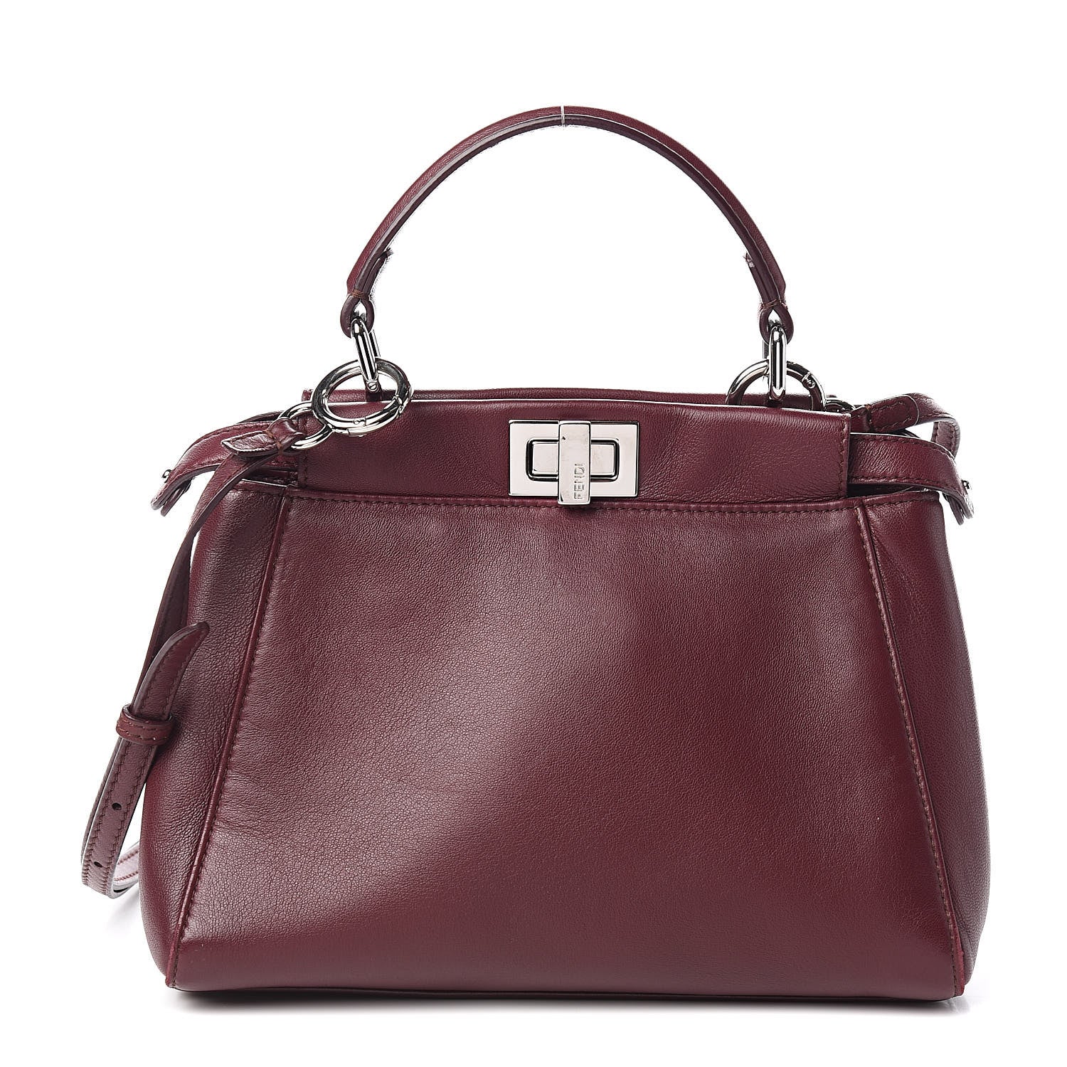 Fendi Nappa Mini Peekaboo Iconic Satchel Bordeaux 1 of 14