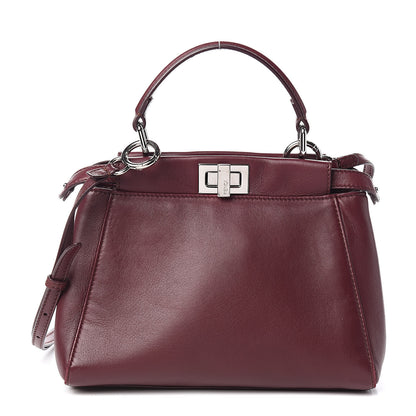 Fendi Nappa Mini Peekaboo Iconic Satchel Bordeaux 1 of 14