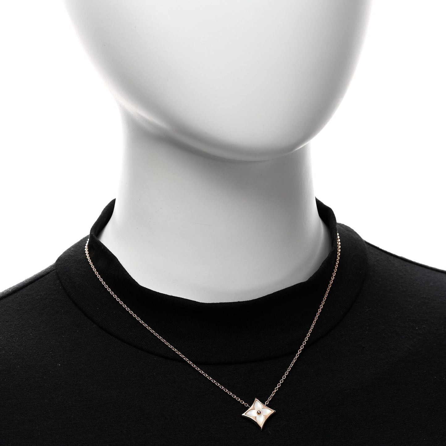 18K Pink Gold Mother of Pearl Color Blossom Star Pendant Necklace