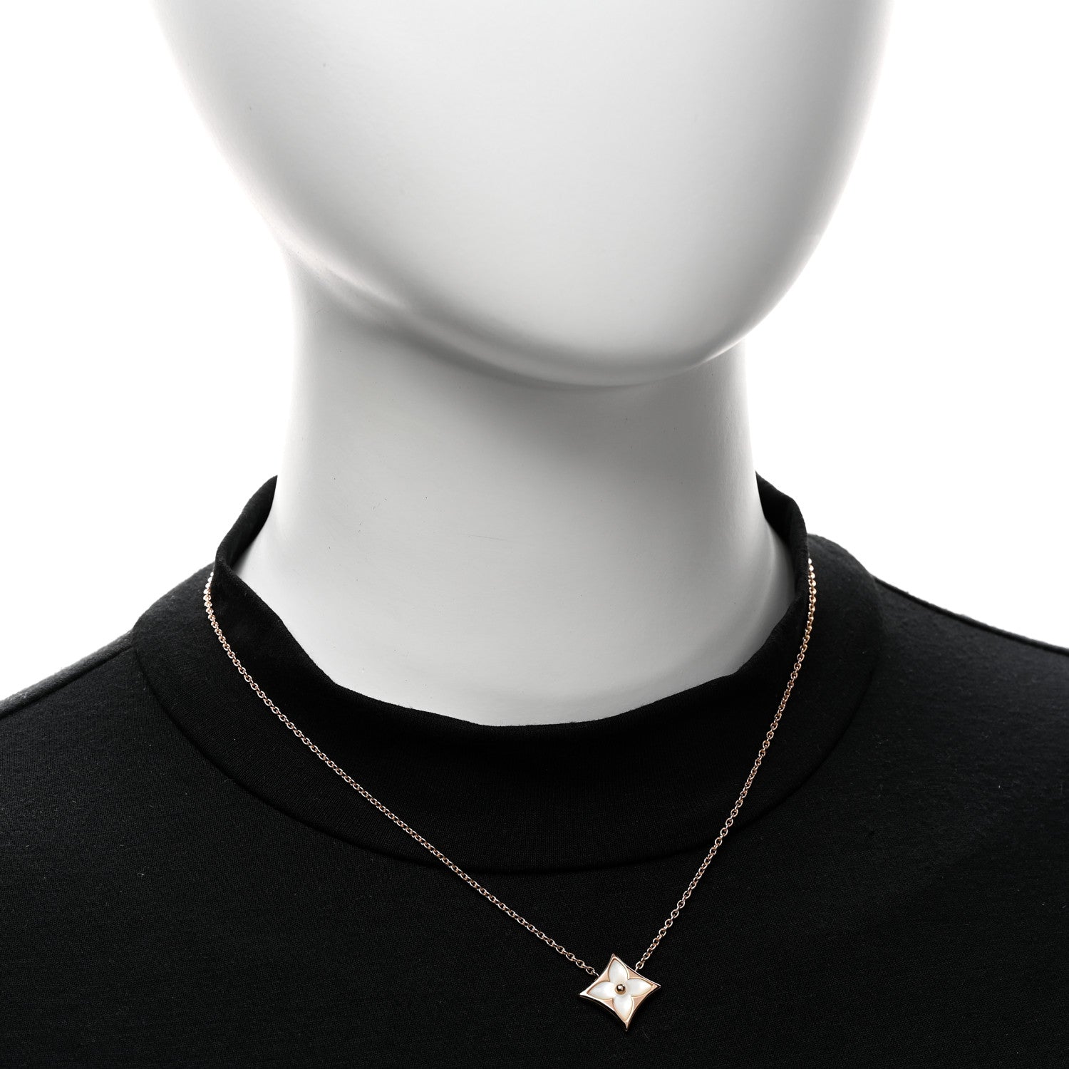 Louis Vuitton 18K Pink Gold Mother of Pearl Color Blossom Star Pendant Necklace 2 of 6