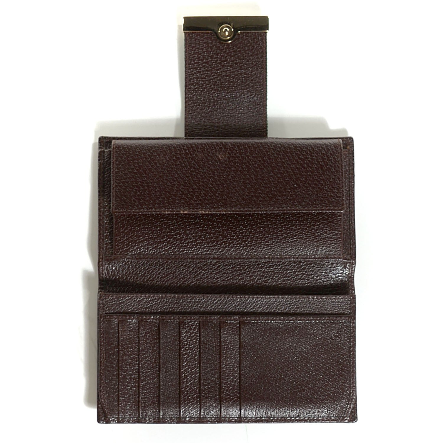 Gucci Monogram Calfskin Ladies Web Long Wallet Beige Ebony Cocoa 5 of 7
