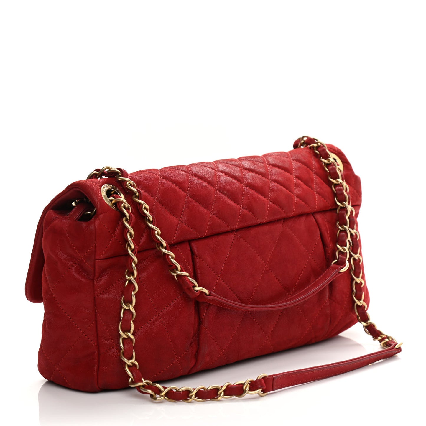 Iridescent Calfskin Large Chic Quilt Flap Red