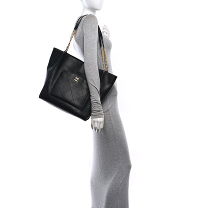 Chanel Caviar Stitched Pocket CC Large Tote Black 2 of 14