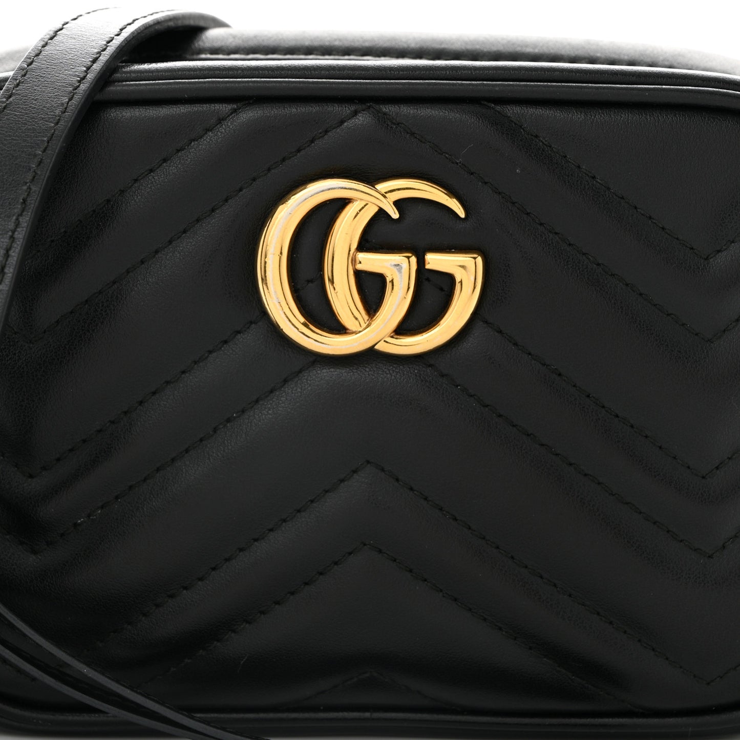 Calfskin Matelasse Mini GG Marmont Chain Shoulder Bag Black