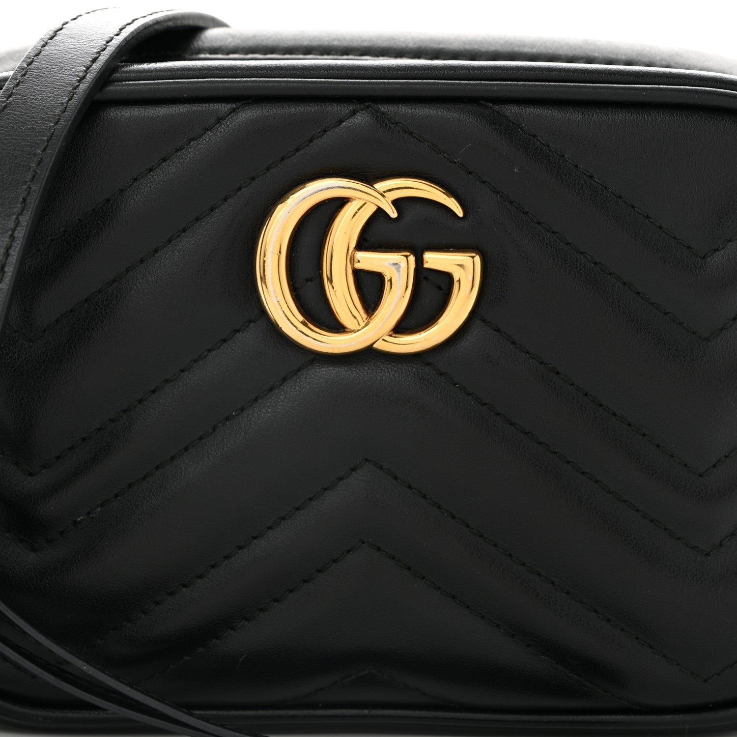 Gucci Calfskin Matelasse Mini GG Marmont Chain Shoulder Bag Black 8 of 14