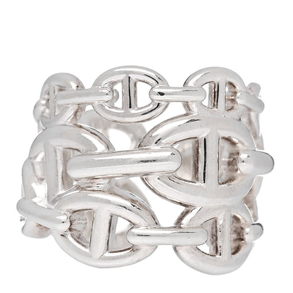 Hermes Sterling Silver GM Chaine d'Ancre Enchainee Band Ring 54 6.75 1 of 6