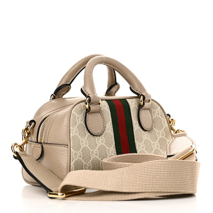 Gucci GG Supreme Monogram Textured Dollar Calfskin Web Mini Ophidia Top Handle Bowler Bag Beige Mystic White Oatmeal 3 of 14