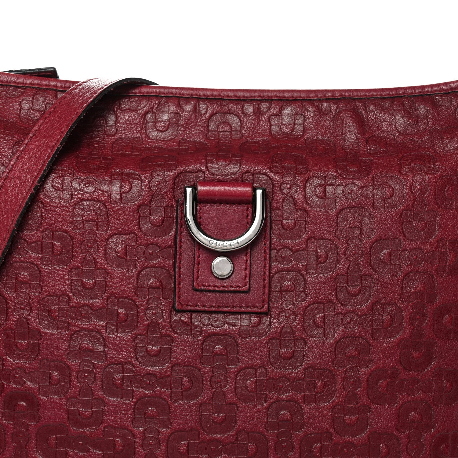 Gucci Calfskin Horsebit Embossed Abbey Messenger Red 8 of 16