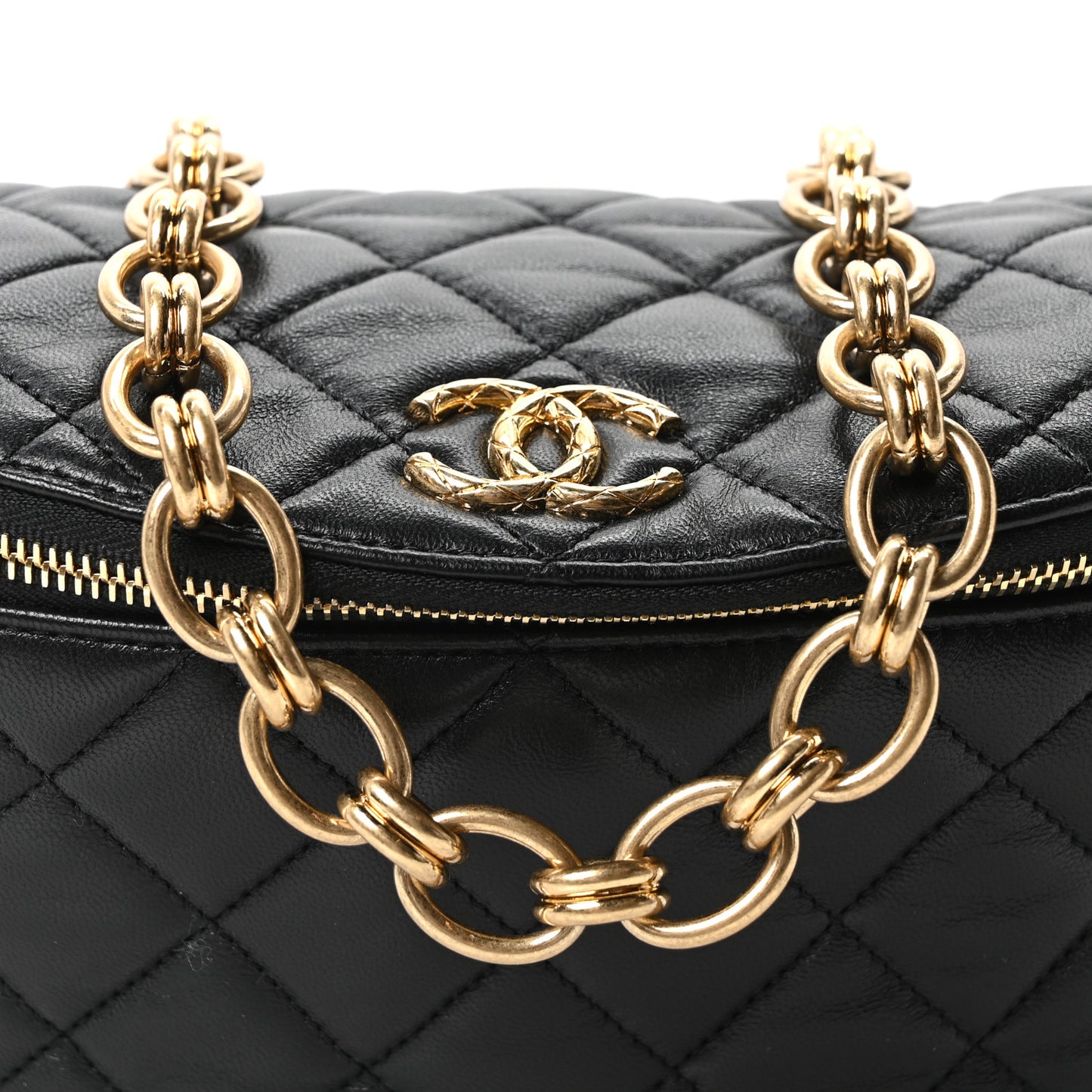 Lambskin Pearl Quilted CC Belt Bag Black
