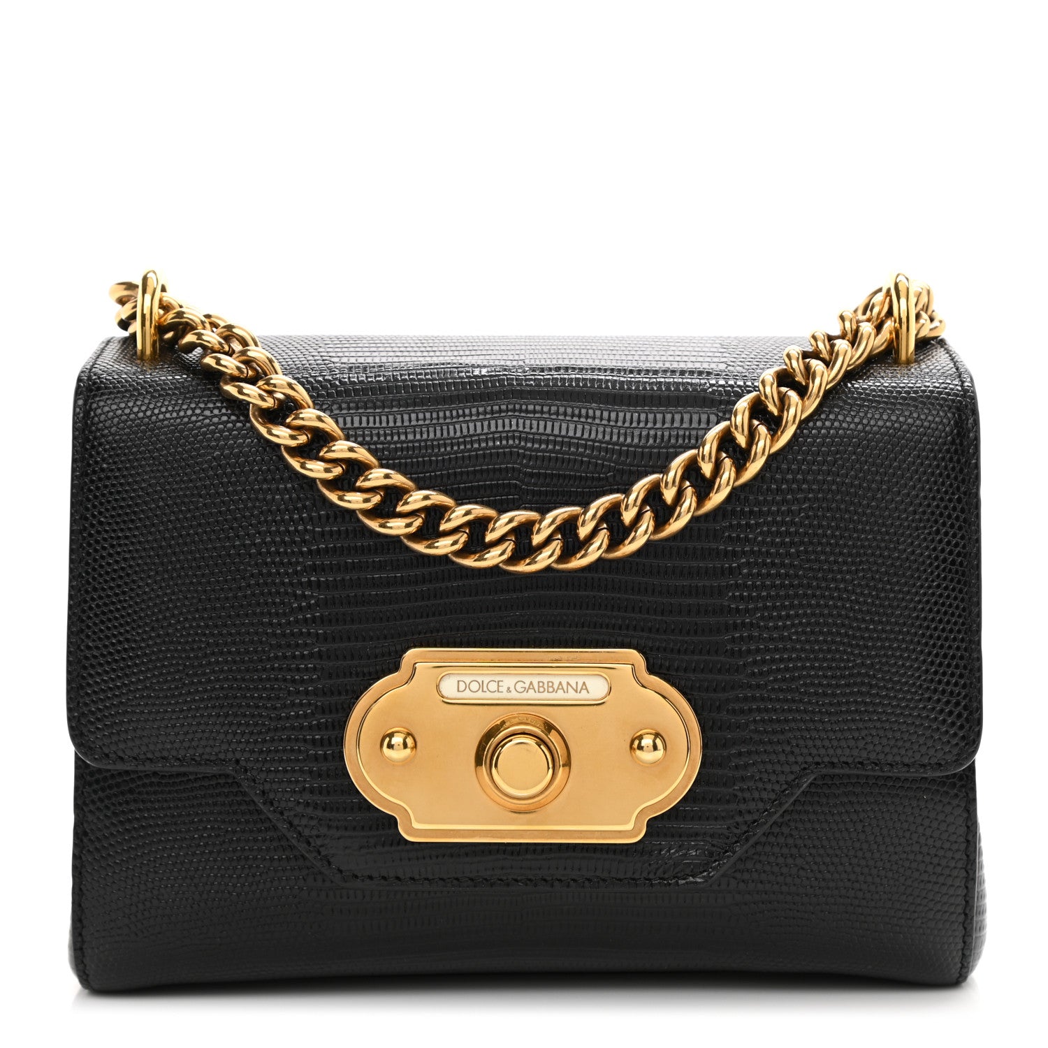 Dolce & Gabbana Iguana Calfskin Embossed Mini Welcome Crossbody Bag Black 1 of 15