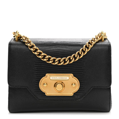Dolce & Gabbana Iguana Calfskin Embossed Mini Welcome Crossbody Bag Black 1 of 15