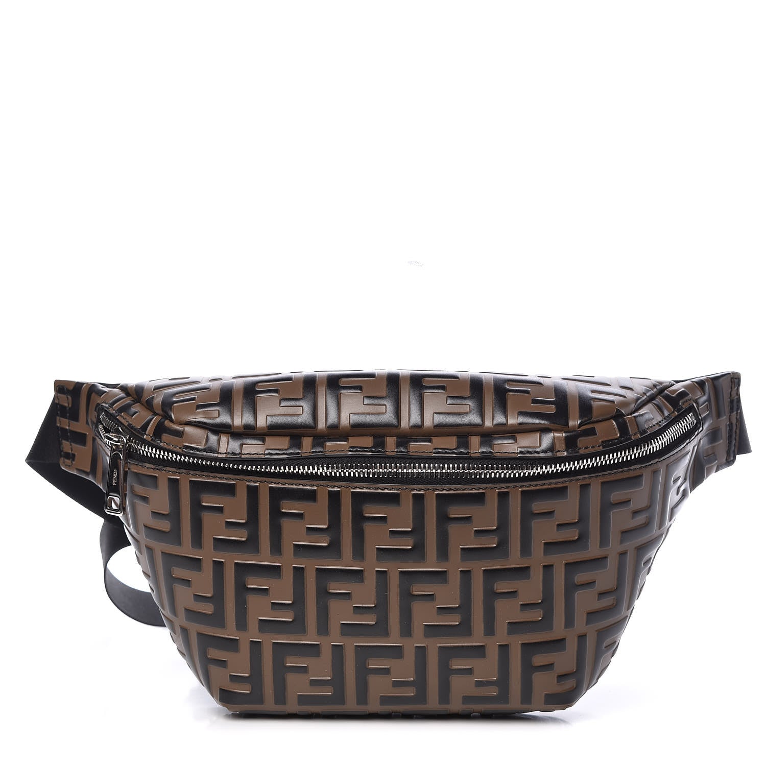 Fendi Vitello Century Bi-Color FF 1974 Embossed Belt Bag Maya Black 1 of 10