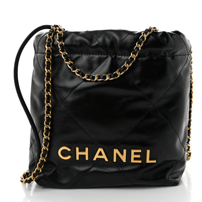 Chanel Shiny Calfskin Quilted Mini Chanel 22 Black 1 of 10