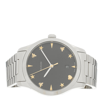 Gucci Stainless Steel 38mm G-Timeless Charm Quartz Watch Black 2 of 4