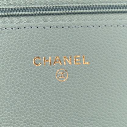 Chanel Caviar Quilted Wallet on Chain WOC Light Blue 6 of 10