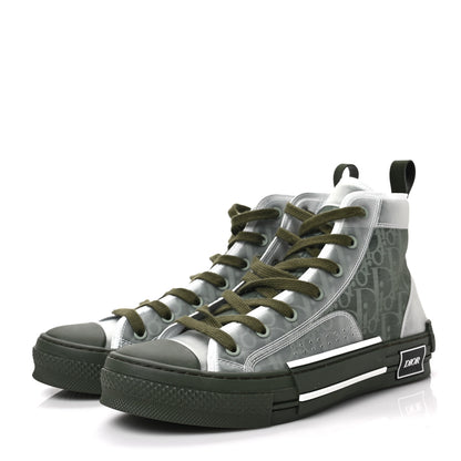Christian Dior Technical Canvas Oblique Mens B23 High Top Sneakers 42 Olive 3 of 7