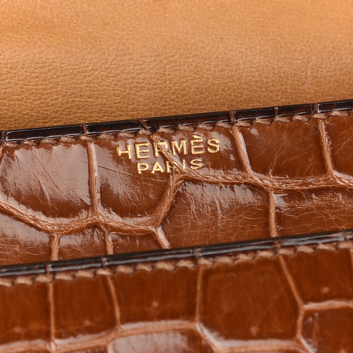 Shiny Porosus Crocodile Sac Chaine d Ancre Fauve