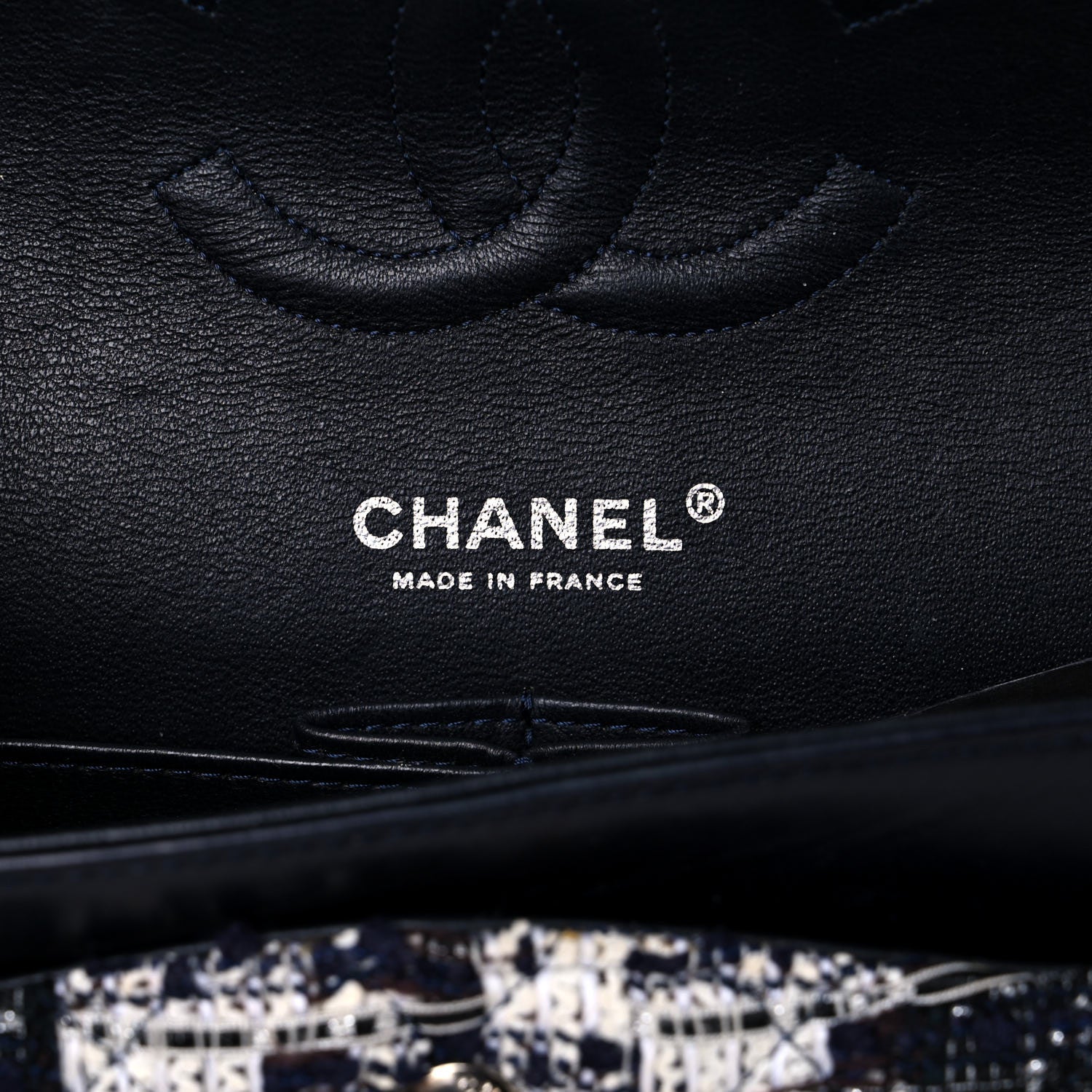 Chanel Tweed Quilted Flap Navy White 6 of 27