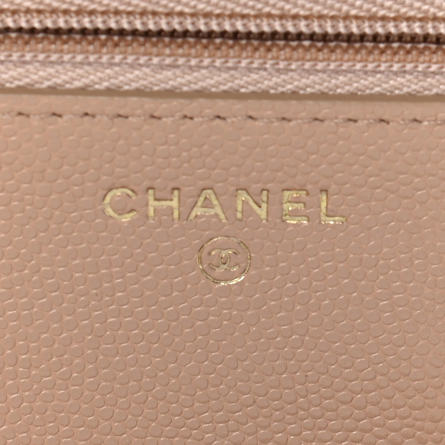 Caviar Quilted Wallet On Chain WOC Beige