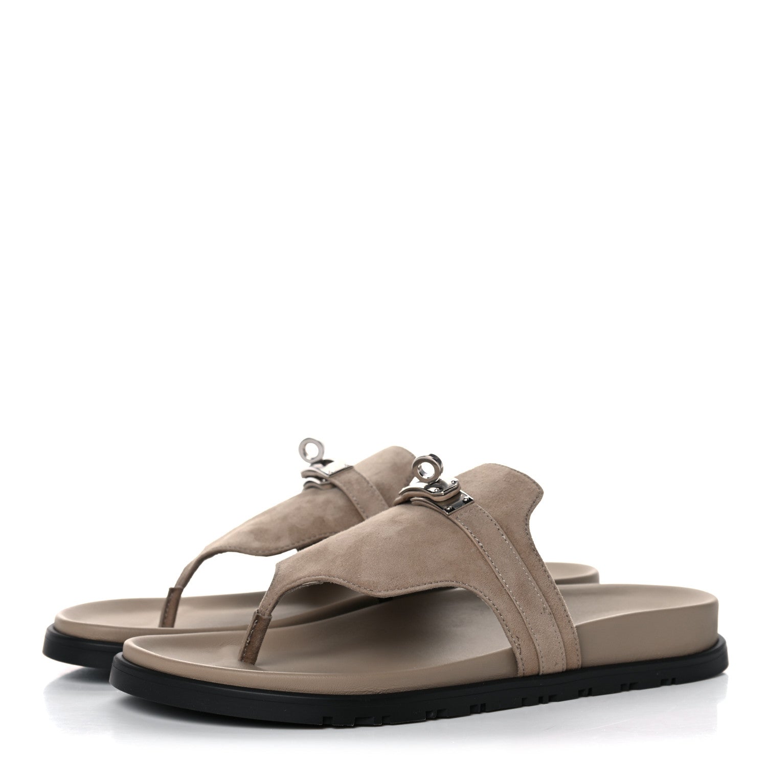 Hermes Suede Goatskin Womens Empire Sandals 38 Beige Sable 3 of 8