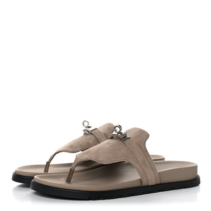 Hermes Suede Goatskin Womens Empire Sandals 38 Beige Sable 3 of 8