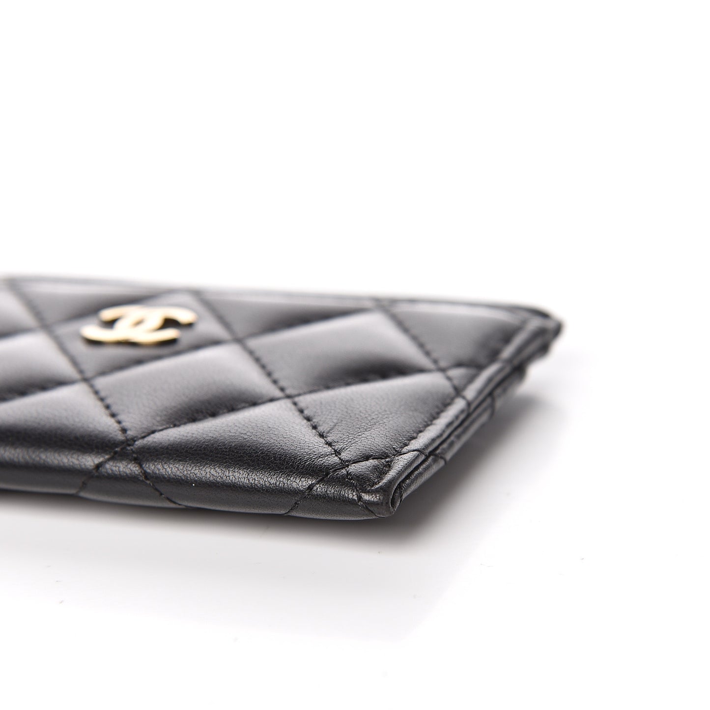 Lambskin Quilted Card Holder Black