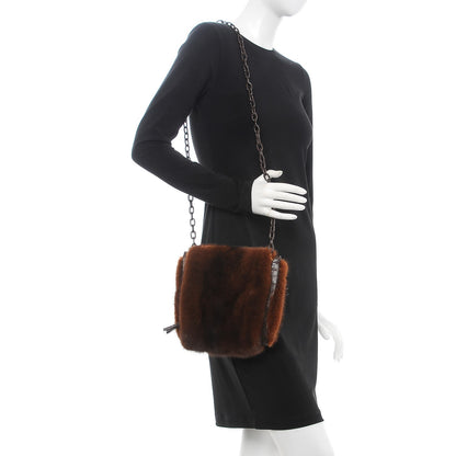 Nancy Gonzalez Fox Fur Crocodile Shoulder Bag Chocolate 2 of 6