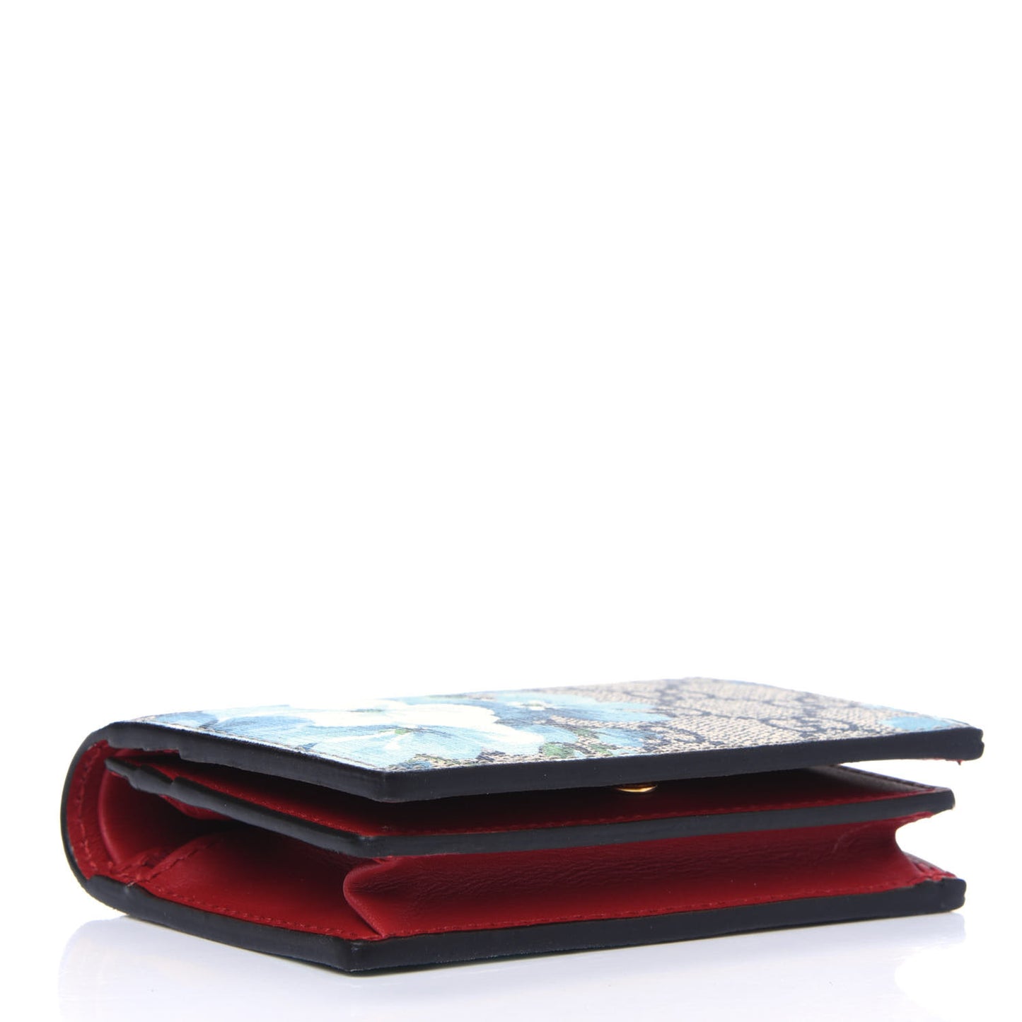 GG Supreme Monogram Blooms Card Case Wallet Beige Blue Navy Hibiscus Red