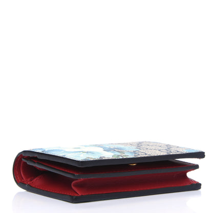 Gucci GG Supreme Monogram Blooms Card Case Wallet Beige Blue Navy Hibiscus Red 3 of 4