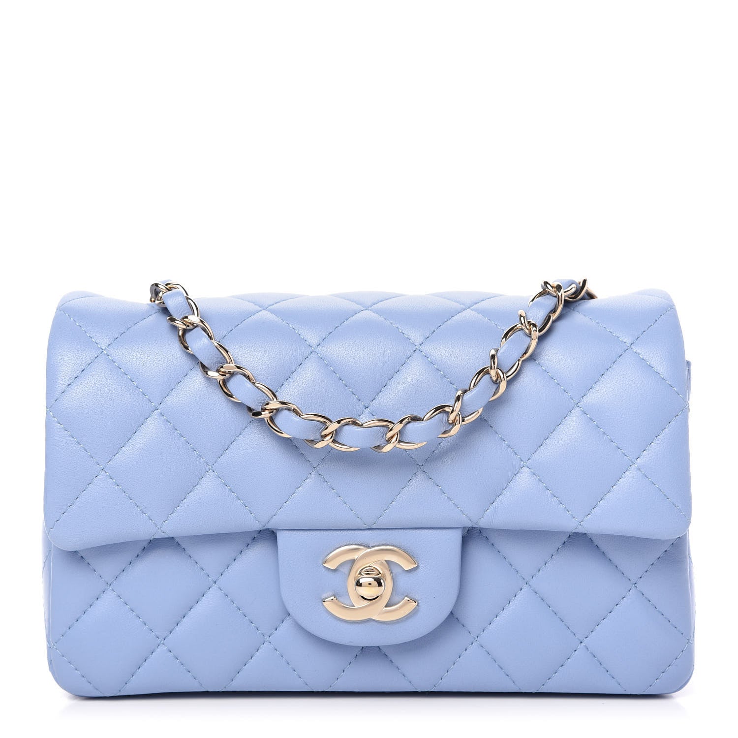 Chanel Lambskin Quilted Mini Rectangular Flap Light Blue 1 of 11