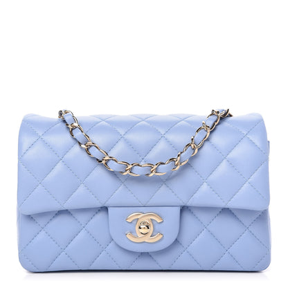Chanel Lambskin Quilted Mini Rectangular Flap Light Blue 1 of 11