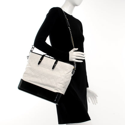 Chanel Calfskin Quilted Large Gabrielle Shopping Tote White Black 2 of 8