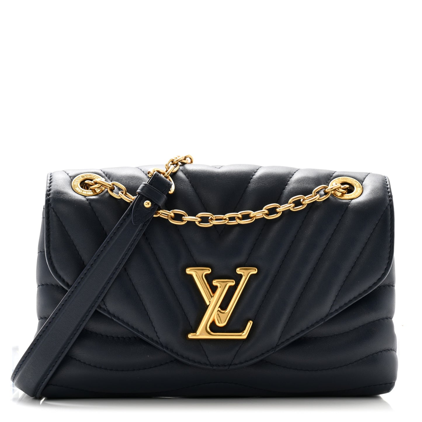 Calfskin LV New Wave Chain Bag Bleu Nuit