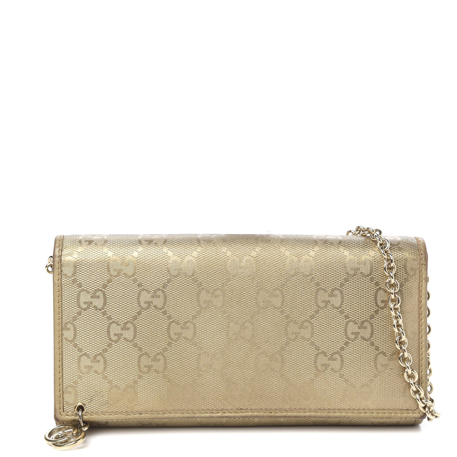 Gucci Imprime Monogram GG Pierce Chain Clutch Wallet Champagne 1 of 10