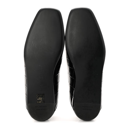 Balenciaga Calfskin Crocodile Embossed Cozy BB Loafer 39 Black 6 of 9