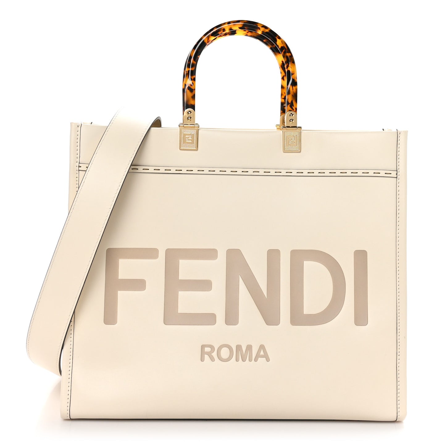 Vitello King Plexiglass Medium Fendi Sunshine Shopper Tote White Ice