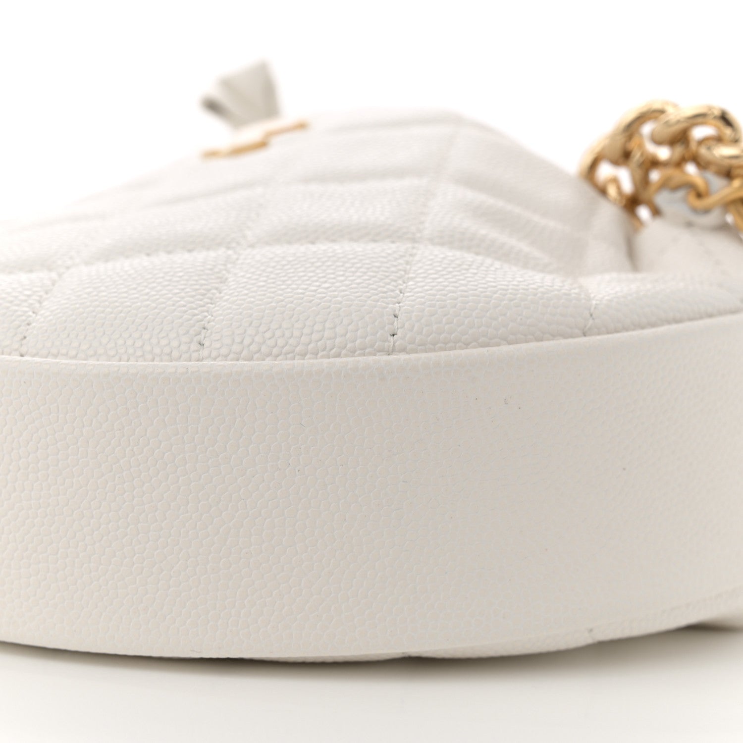 Chanel Shiny Caviar Quilted Bow Pouch Hobo White 10 of 11