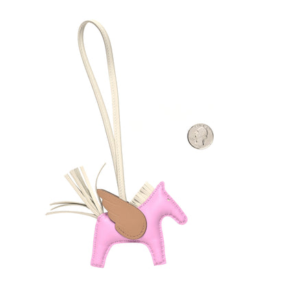 Hermes Milo Lambskin Grigri Rodeo Pegase Horse Bag Charm PM Mauve Sylvestre Craie Chai 2 of 4