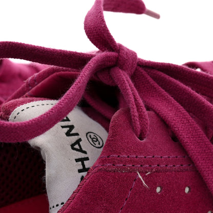 Chanel Suede Calfskin Logo Sneakers 37 Dark Pink 9 of 10
