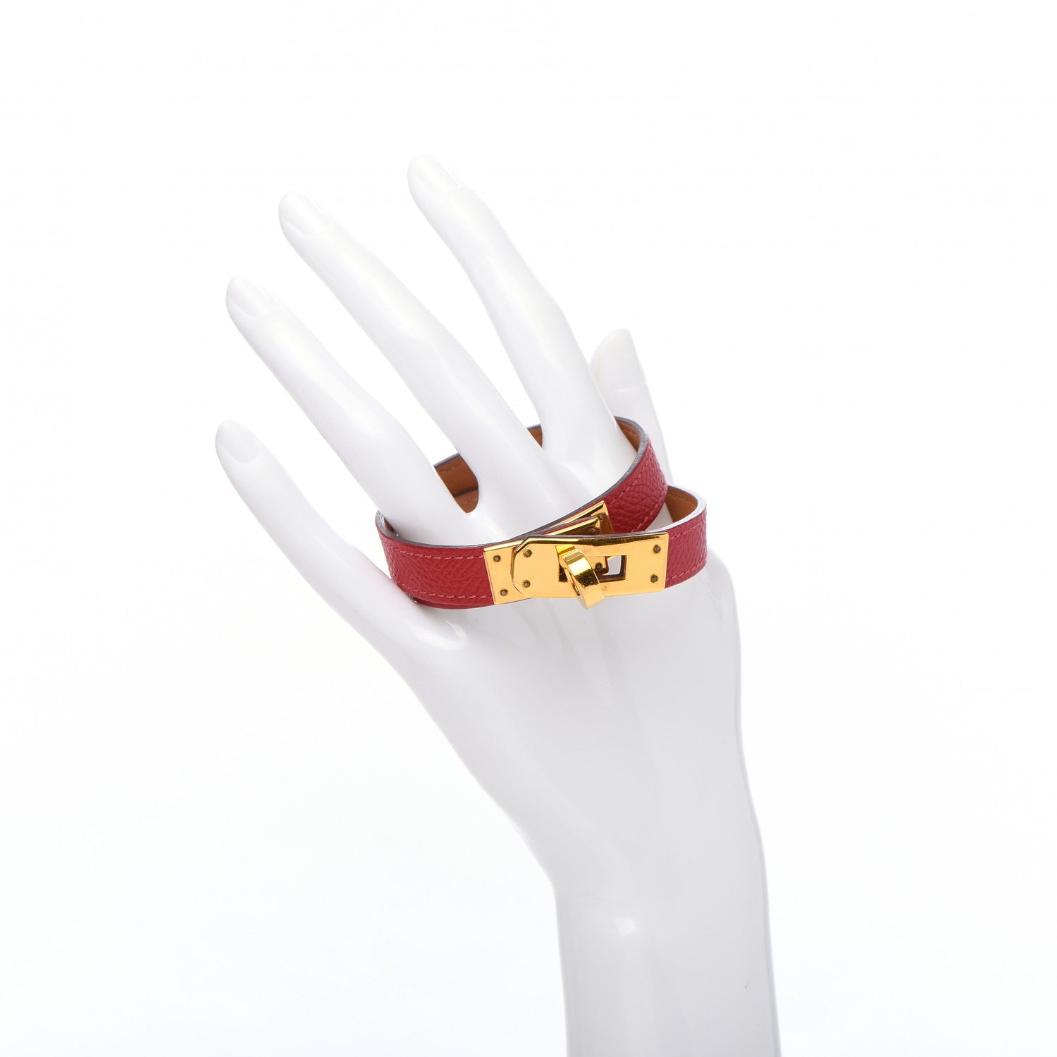 Hermes Epsom Kelly Double Tour Bracelet S Rouge Casaque 2 of 7