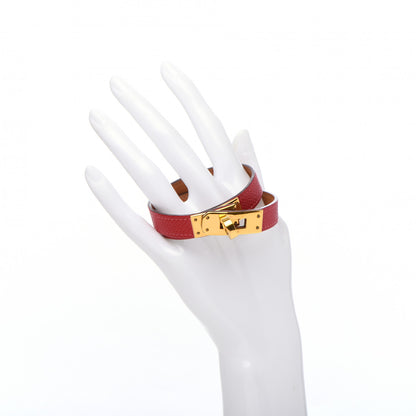 Hermes Epsom Kelly Double Tour Bracelet S Rouge Casaque 2 of 7