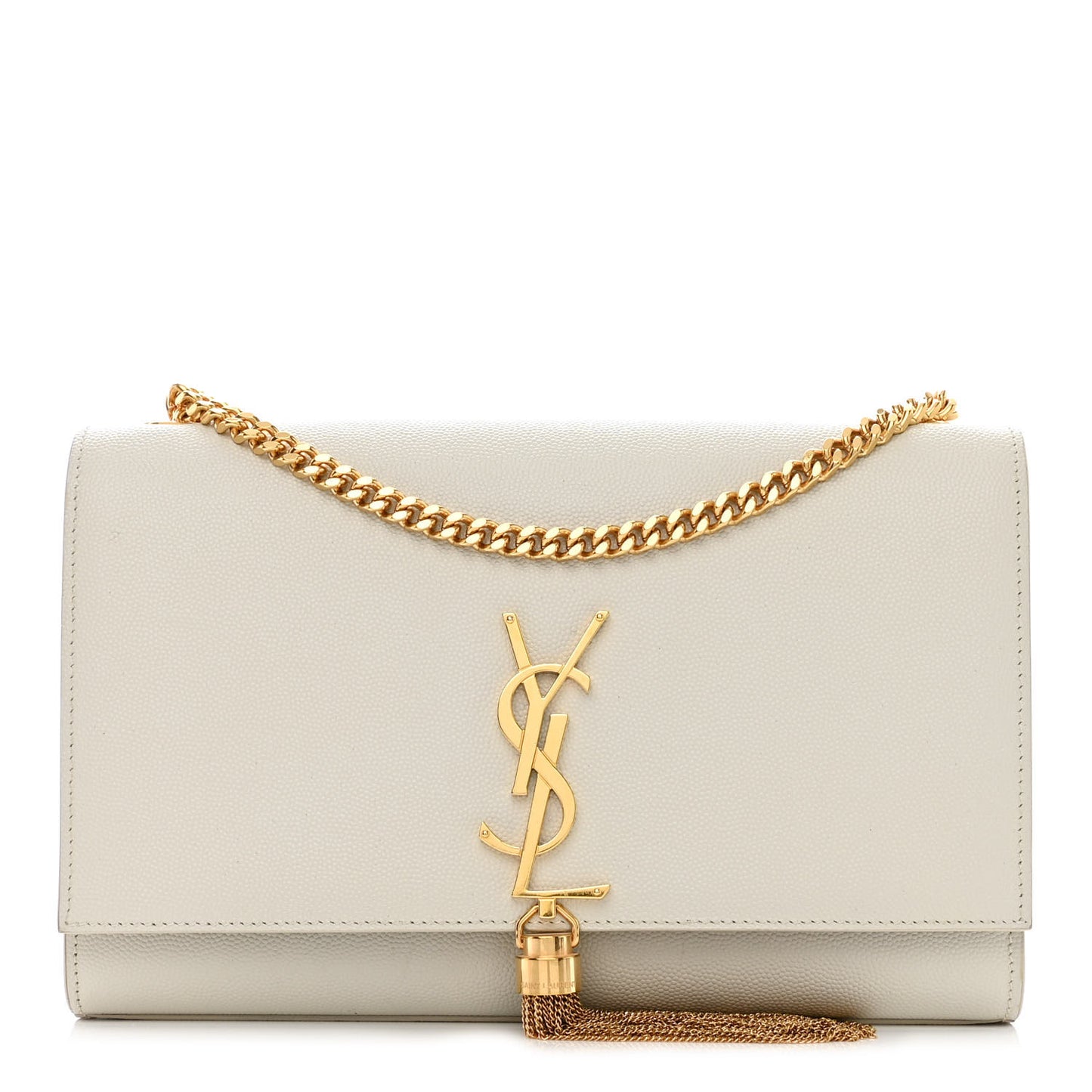 Grain De Poudre Calfskin Medium Classic Monogram Kate Tassel Satchel Crema Soft