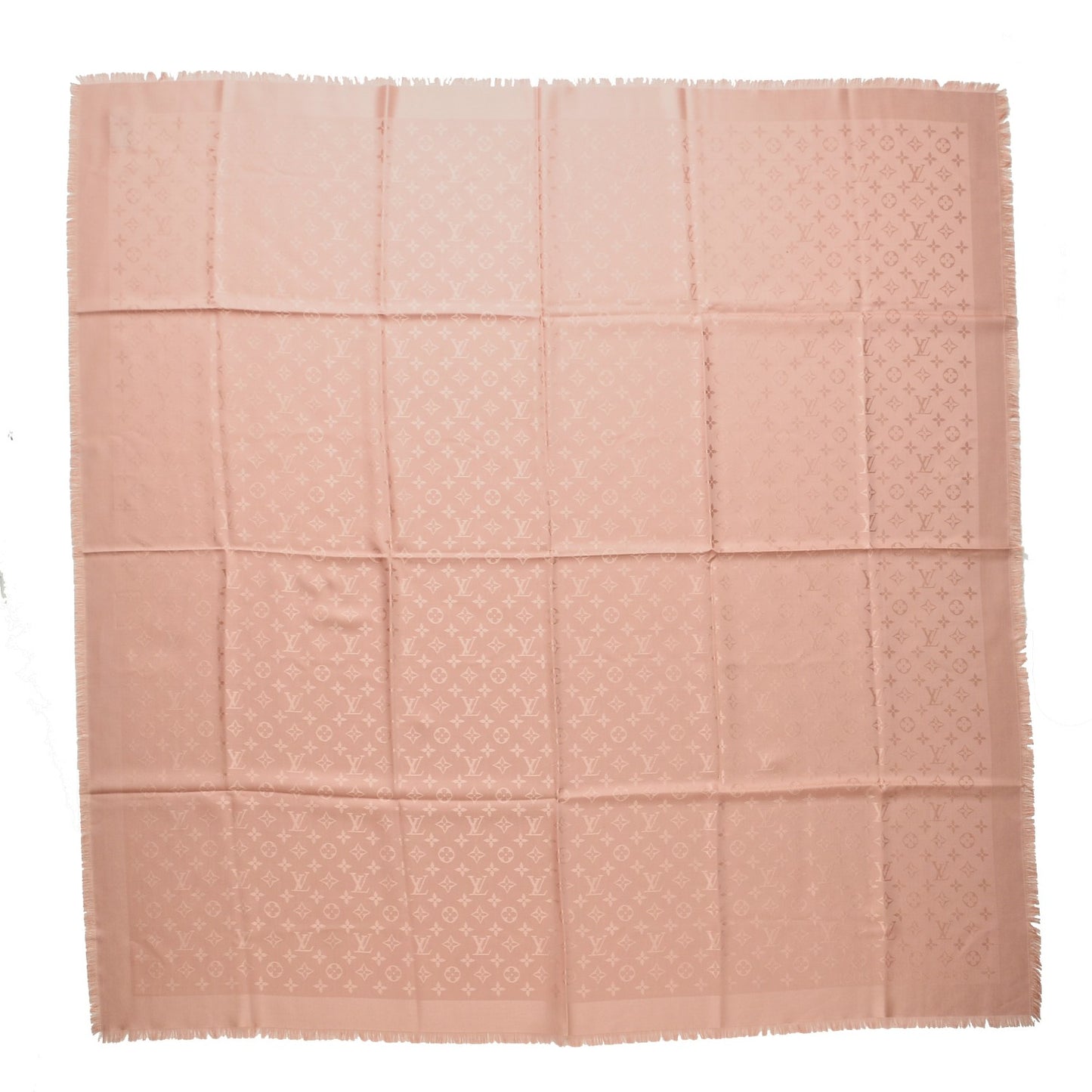 Wool Silk Monogram Shawl Natural